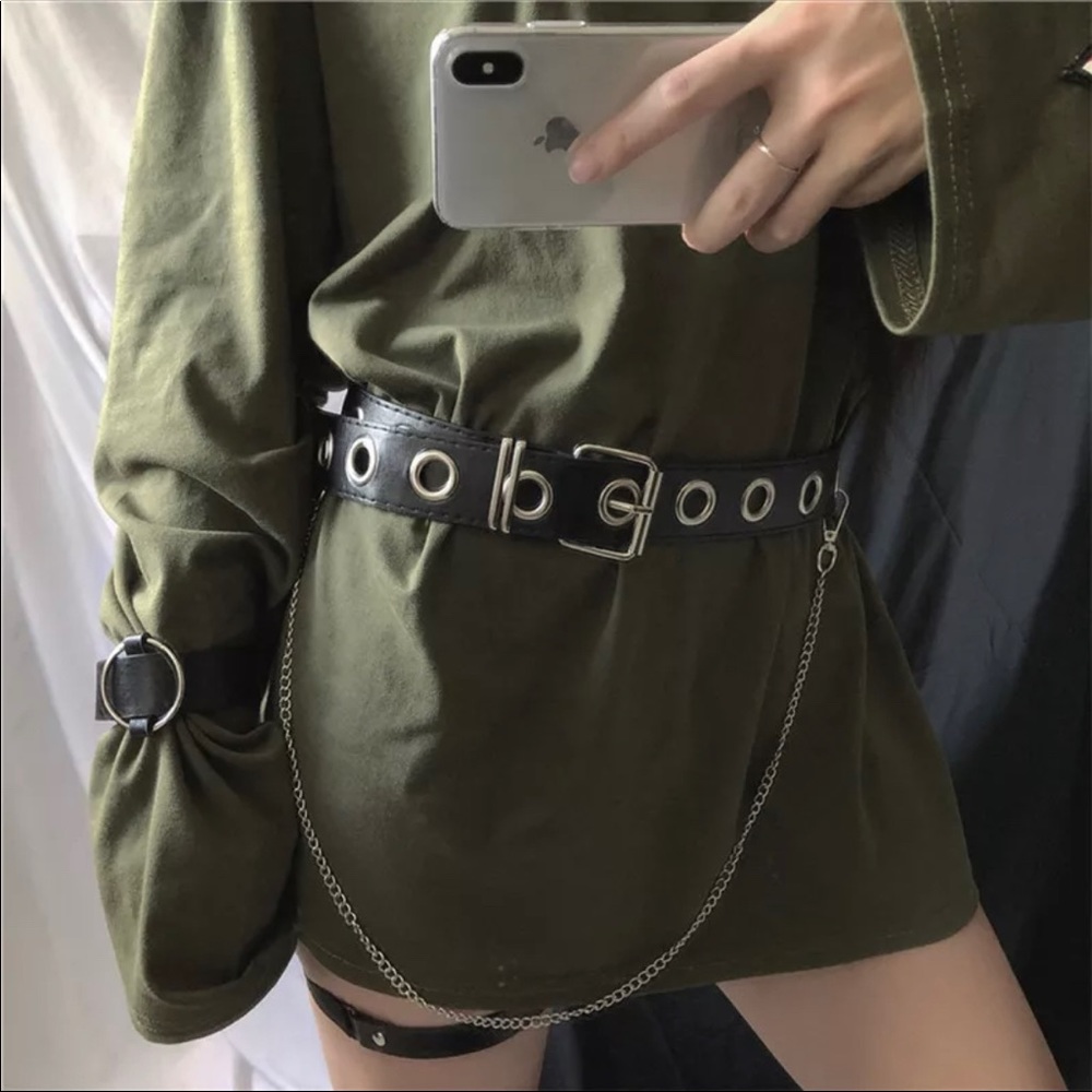 Punk Chain Single or Double Row Hole Waist Belt